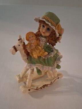 Vintage Prestige Girl on Rocking Horse Figurine Nursery Decor